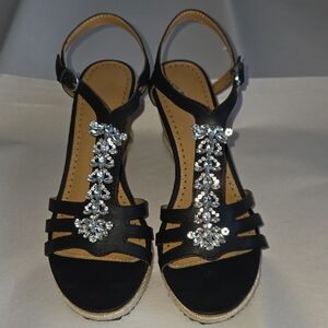Rhinestone Wedge Sandals